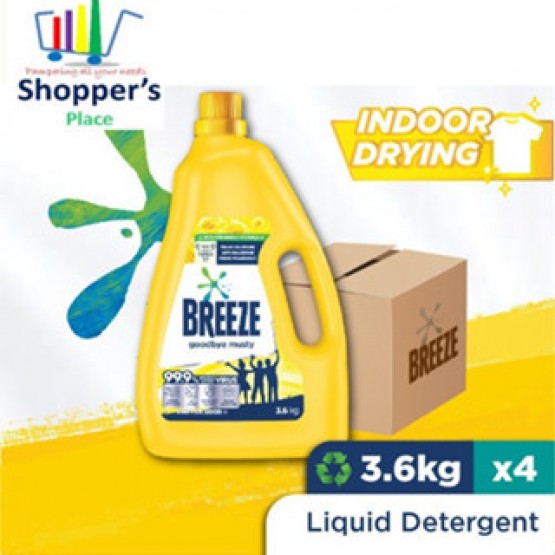 Breeze Goodbye Musty Indoor Drying Liquid Detergent 3.6kg x 4 - Carton Sales